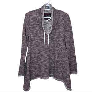 Calvin Klein Women's Performance Purple Heathered Hi Lo Side Cowl Sweater Medium